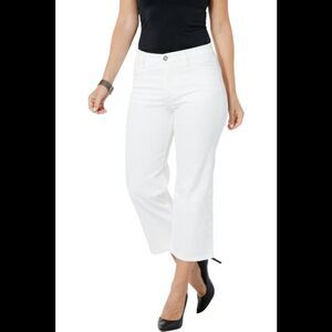 WynneDenim Performance Stretch Wide Leg Crop Jean White - Regular